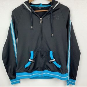 BCBG Front Zip Studded Jeweled Hoodie